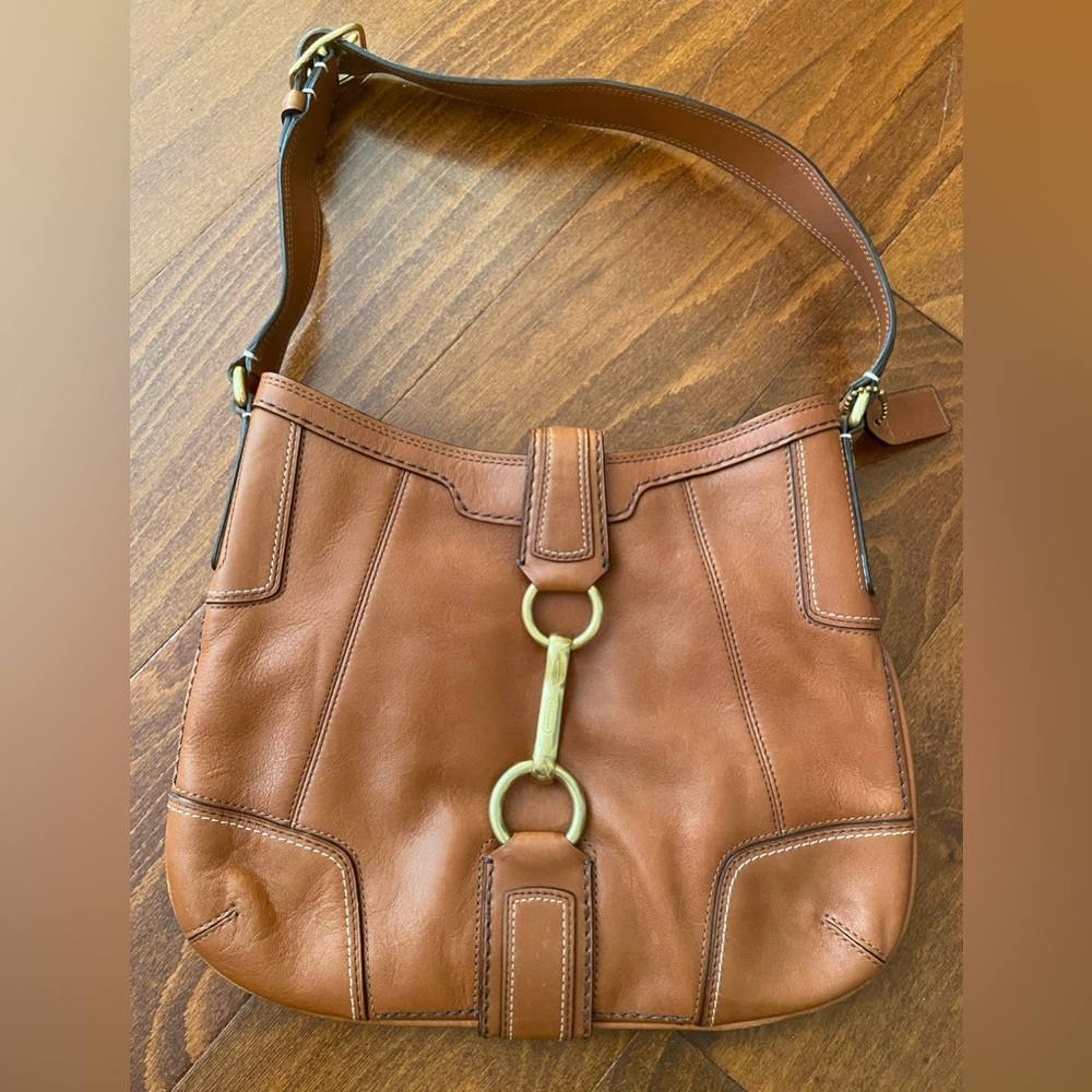 Coach Brown Leather Shoulder Bag Vintage y2k Hamptons Nutmeg Brown